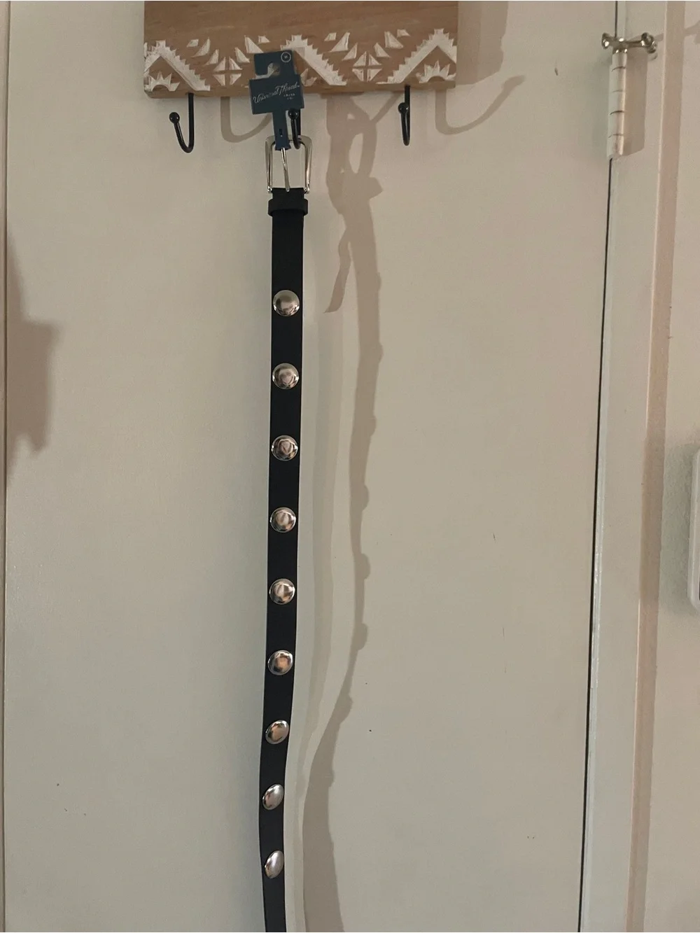 NWT Universal Thread Black Studded Skinny Belt Medium Silver Hardware